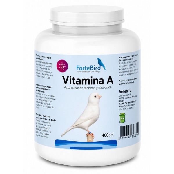 Vitamina A de Fortebird 400 grs | Para Canarios blancos y recesivos